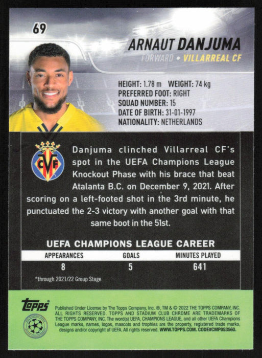 Arnaut Danjuma 2021 Topps Stadium Club Chrome UEFA Champions League # 69 Villarreal CF Base - Collectible Craze America