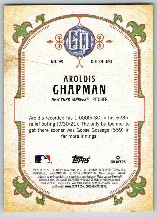 Aroldis Chapman 2022 Topps Gypsy Queen # 99 New York Yankees - Collectible Craze America