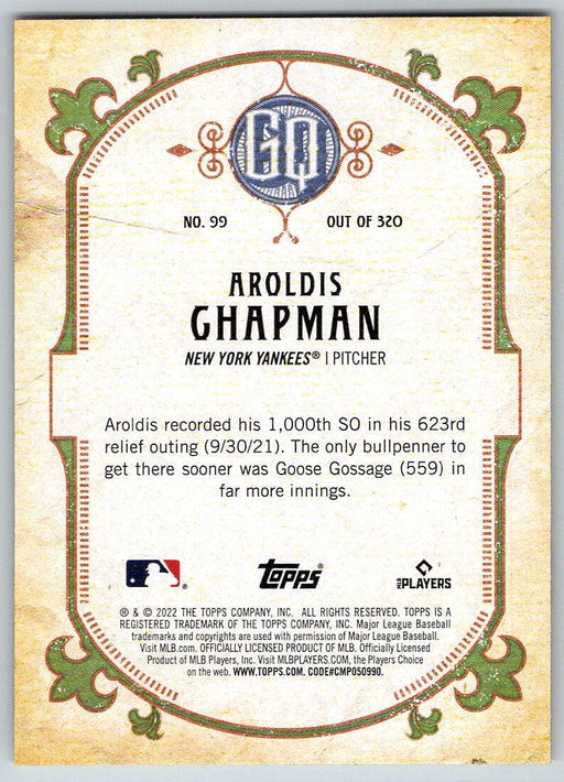Aroldis Chapman 2022 Topps Gypsy Queen # 99 New York Yankees - Collectible Craze America