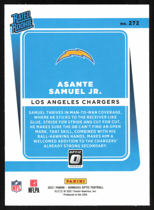 Asante Samuel Jr. 2021 Donruss Optic Rated Rooke # 272 RC Los Angeles Chargers Base - Collectible Craze America