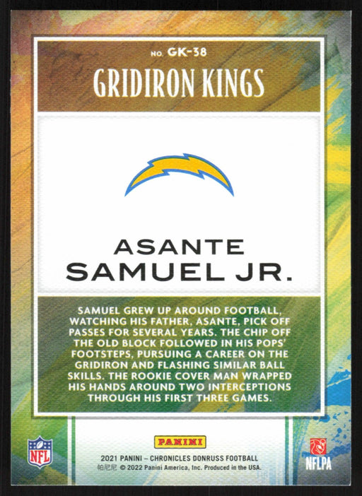 Asante Samuel Jr. 2021 Panini Chronicles Gridiron Kings # GK-38 RC Los Angeles Chargers - Collectible Craze America