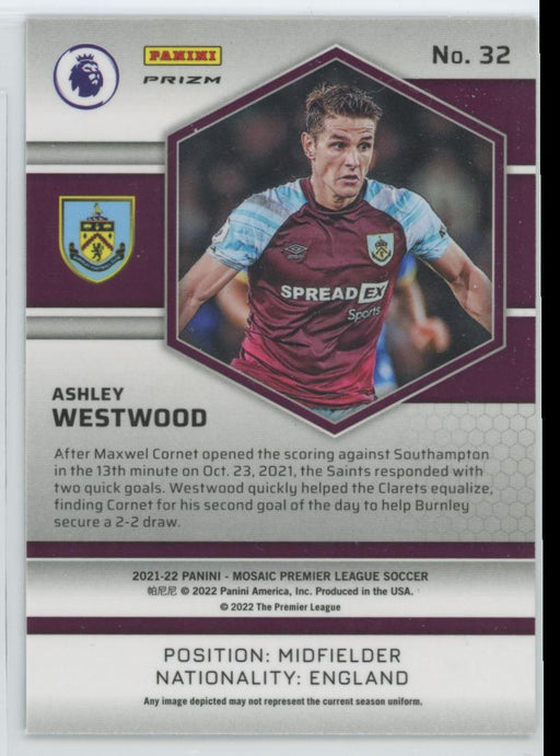 Ashley Westwood 2021 Panini Mosaic Premier League # 32 Orange Burnley - Collectible Craze America