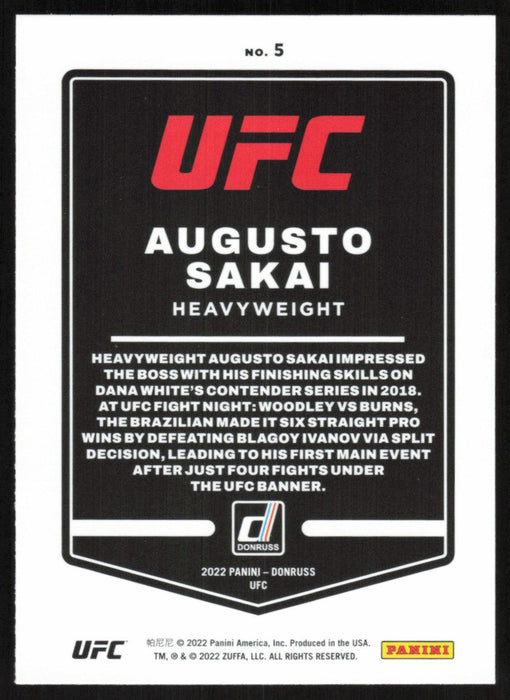Augusto Sakai 2022 Panini Donruss UFC Base # 5 Heavyweight - Collectible Craze America
