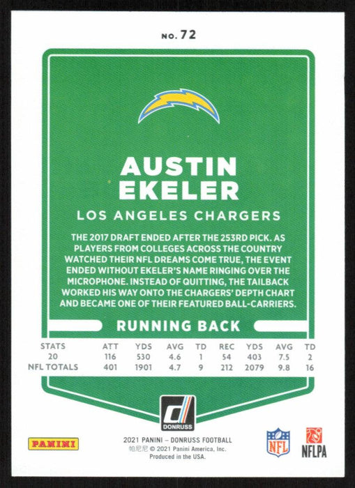 Austin Ekeler 2021 Donruss Football # 72 Los Angeles Chargers Base - Collectible Craze America