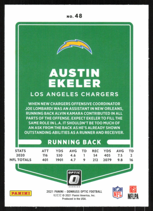 Austin Ekeler 2021 Donruss Optic # 48 Los Angeles Chargers - Collectible Craze America