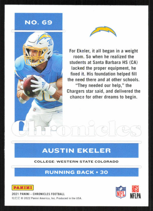 Austin Ekeler 2021 Panini Chronicles # 69 Los Angeles Chargers Base - Collectible Craze America