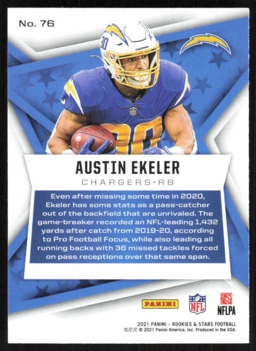 Austin Ekeler 2021 Panini Rookies & Stars # 76 Los Angeles Chargers Base - Collectible Craze America