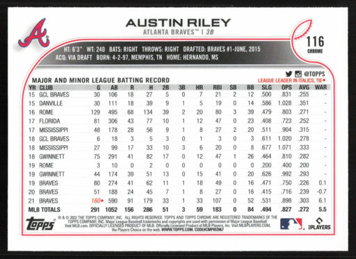 Austin Riley 2022 Topps Chrome # 116 Pink Refractor Atlanta Braves - Collectible Craze America