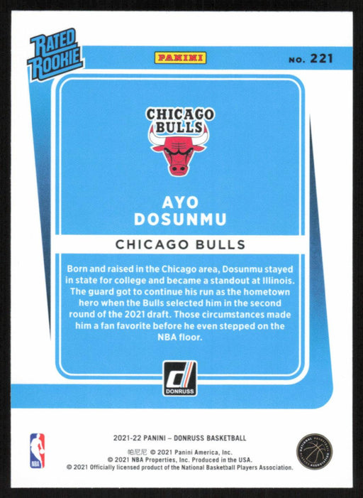 Ayo Dosunmu 2021 Donruss Rated Rookie # 221 RC Chicago Bulls - Collectible Craze America