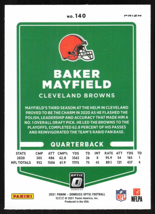 Baker Mayfield 2021 Donruss Optic # 140 Silver Prizm Cleveland Browns - Collectible Craze America