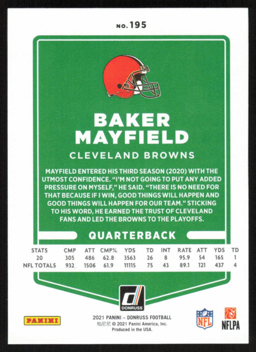 Baker Mayfield 2021 Donruss Press Proof Red # 195 Cleveland Browns - Collectible Craze America