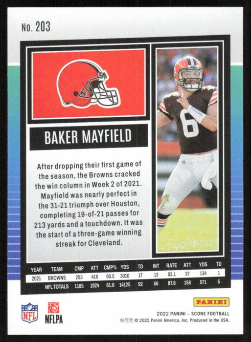 Baker Mayfield 2022 Panini Score Football # 203 Base Cleveland Browns - Collectible Craze America