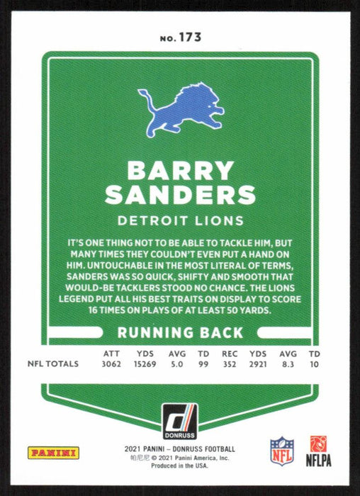 Barry Sanders 2021 Donruss Football # 173 Detroit Lions Image Variation Base - Collectible Craze America