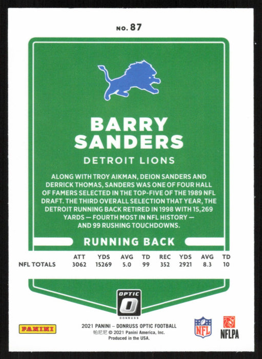 Barry Sanders 2021 Donruss Optic # 87 Detroit Lions - Collectible Craze America