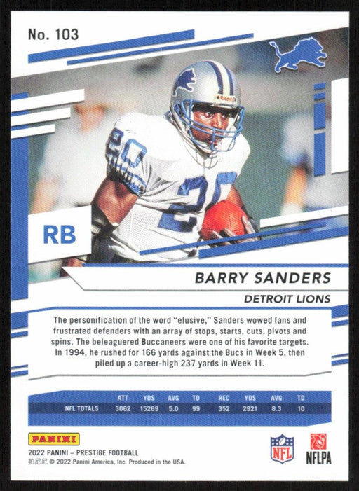 Barry Sanders 2022 Panini Prestige # 103 Detroit Lions - Collectible Craze America