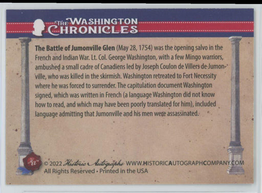 Battle of Jumonville Glen 2022 The Washington Chronicles # 27 - Collectible Craze America