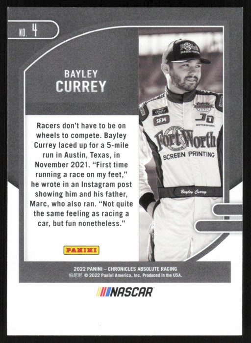 Bayley Currey 2022 Panini Chronicles Racing Absolute # 4 - Collectible Craze America