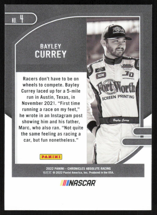 Bayley Currey 2022 Panini Chronicles Racing Absolute # 4 - Collectible Craze America