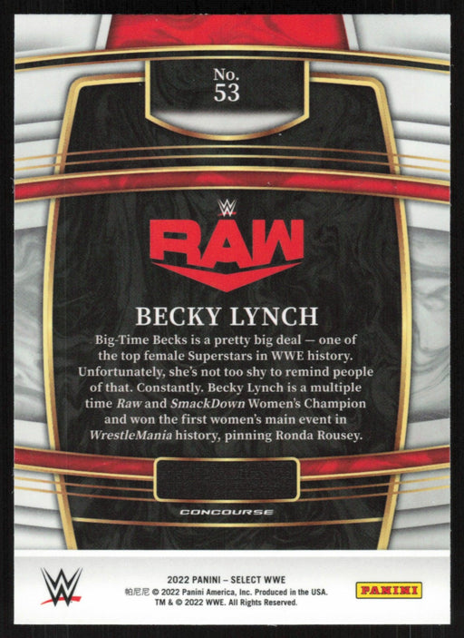 Becky Lynch 2022 Panini Select WWE # 53 Raw Concourse Base - Collectible Craze America