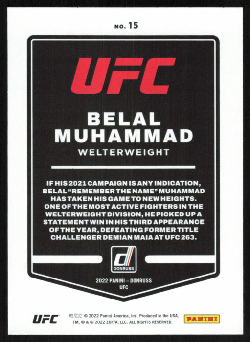 Belal Muhammad 2022 Panini Donruss UFC Base # 15 Welterweight - Collectible Craze America