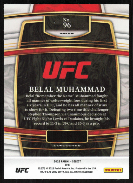 Belal Muhammad 2022 Panini Select UFC # 96 Orange Flash - Collectible Craze America