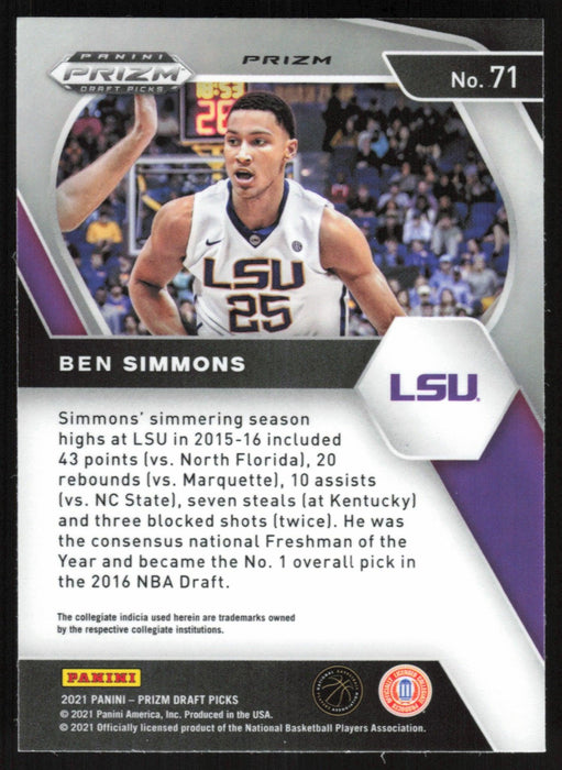 Ben Simmons 2021 Panini Prizm Draft Picks # 71 Red Ice Prizm LSU Tigers - Collectible Craze America