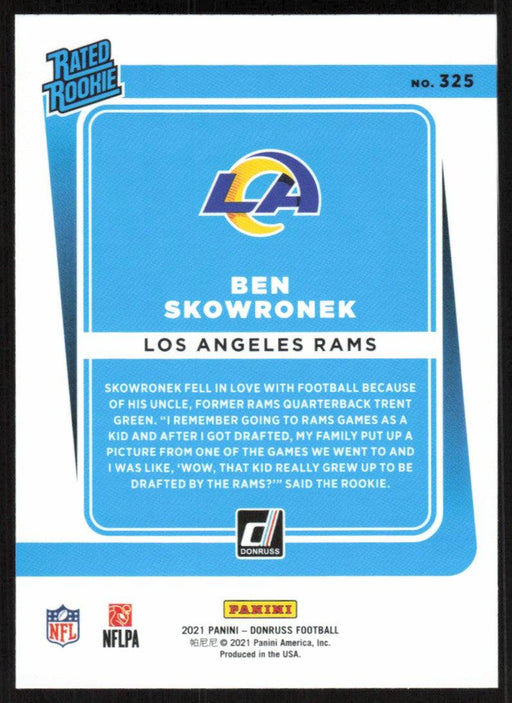 Ben Skowronek 2021 Donruss Football # 325 RC Los Angeles Rams Rated Rookie Base - Collectible Craze America