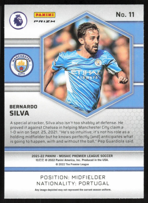 Bernardo Silva 2021 Panini Mosaic Premier League # 11 Reactive Gold Manchester City - Collectible Craze America