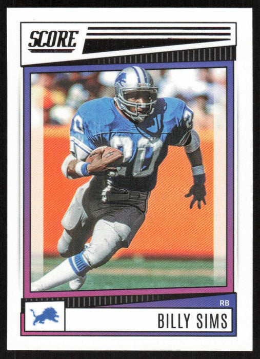 Billy Sims 2022 Panini Score Football # 92 Base Detroit Lions - Collectible Craze America