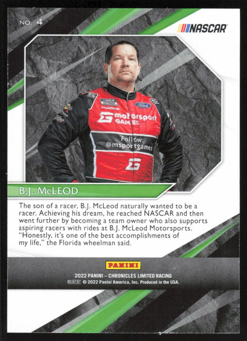 BJ McLeod 2022 Panini Chronicles Racing Limited # 4 RC Blue 80/199 - Collectible Craze America