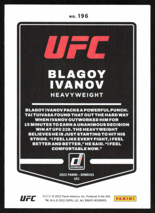 Blagoy Ivanov 2022 Panini Donruss UFC Base # 196 Heavyweight - Collectible Craze America