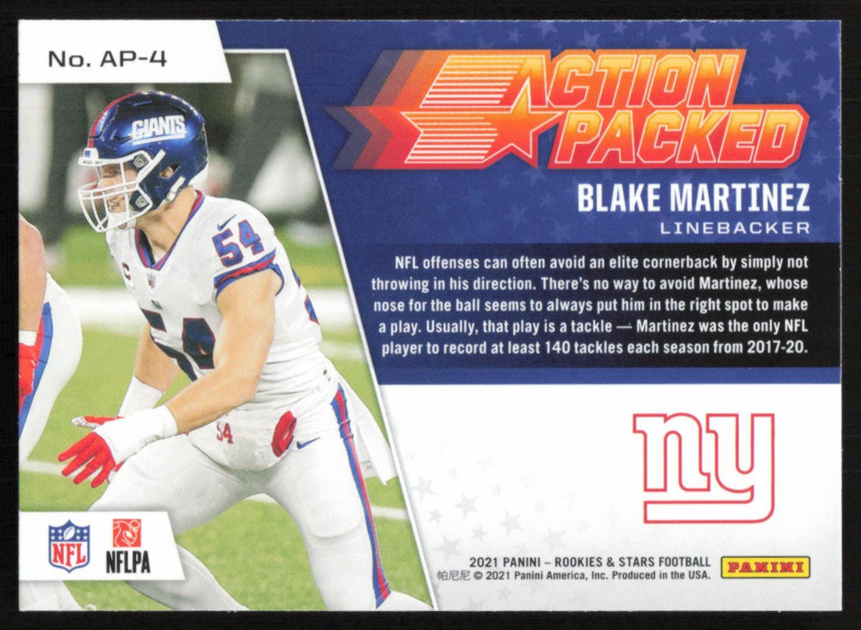 Blake Martinez 2021 Panini Rookie & Stars # AP-4 Action Packed New York Giants - Collectible Craze America