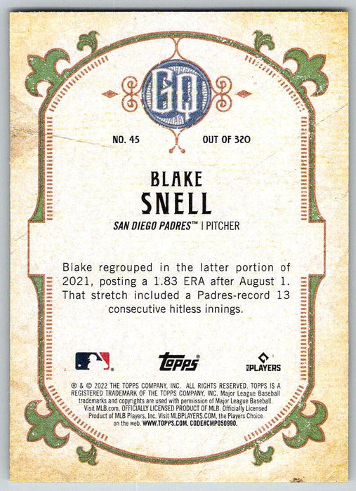 Blake Snell 2022 Topps Gypsy Queen # 45 San Diego Padres - Collectible Craze America