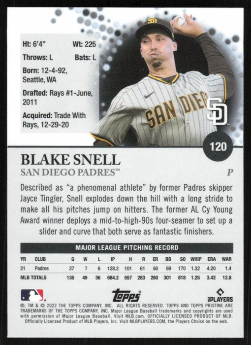 Blake Snell 2022 Topps Pristine Baseball # 120 San Diego Padres - Collectible Craze America