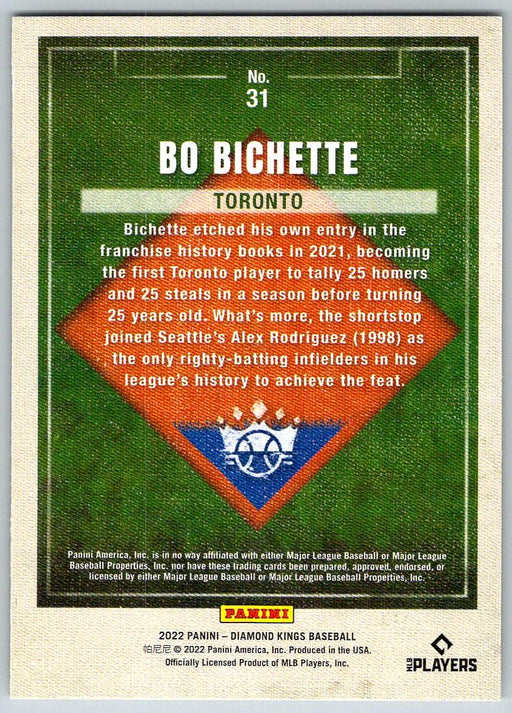 Bo Bichette 2022 Panini Diamond Kings # 31 Toronto Blue Jays - Collectible Craze America