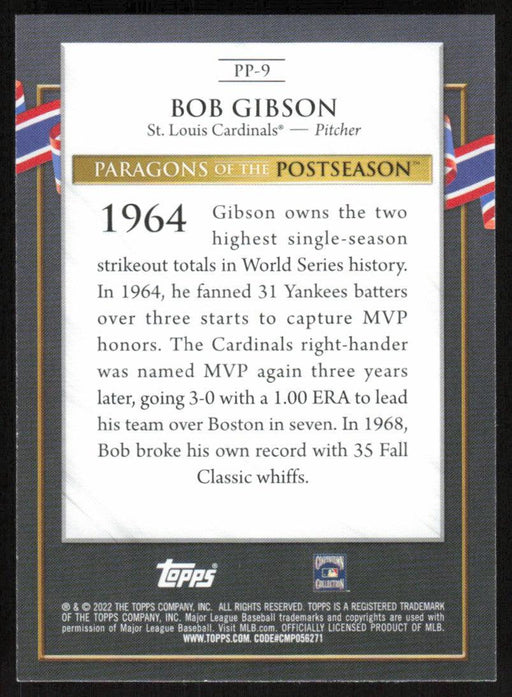 Bob Gibson 2022 Topps Update Paragons of the Postseason # PP-9 St. Louis Cardinals - Collectible Craze America