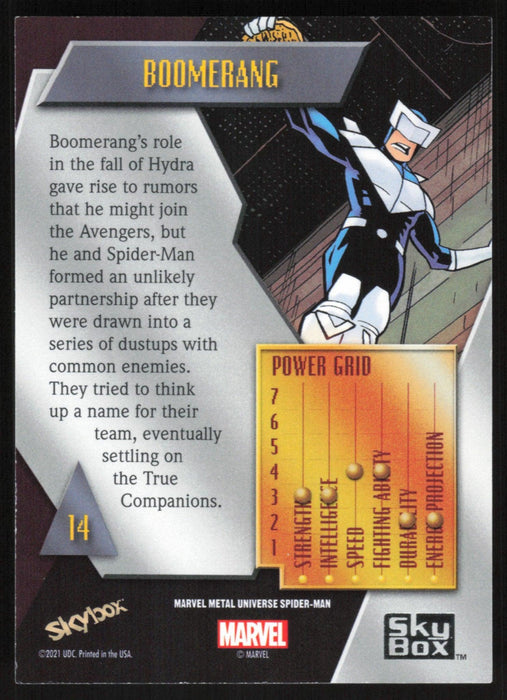 Boomerang 2021 Upper Deck Skybox Spider-Man Marvel Metal Universe # 14 Base - Collectible Craze America