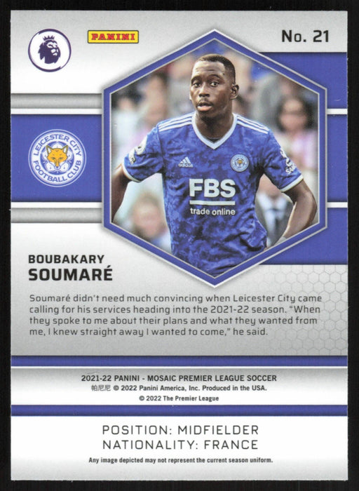 Boubakary Soumare 2021 Panini Mosaic Premier League # 21 RC Leicester City Base - Collectible Craze America