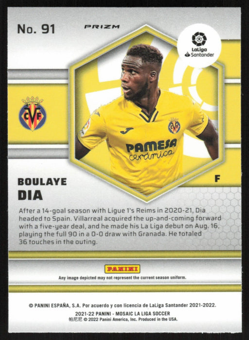 Boulaye Dia 2021 Panini Mosaic La Liga # 91 RC Mosaic Prizm Villarreal CF - Collectible Craze America