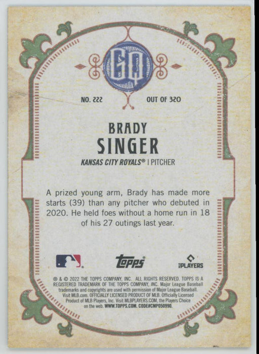 Brady Singer 2022 Topps Gypsy Queen # 222 Kansas City Royals - Collectible Craze America