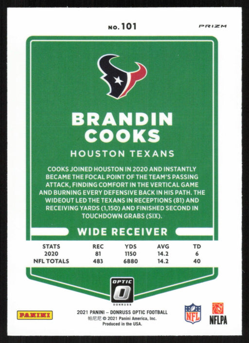 Brandin Cooks 2021 Donruss Optic # 101 Silver Prizm Houston Texans - Collectible Craze America