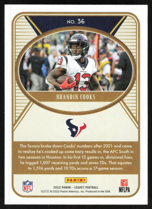 Brandin Cooks 2022 Panini Legacy Football Base # 36 Houston Texans - Collectible Craze America