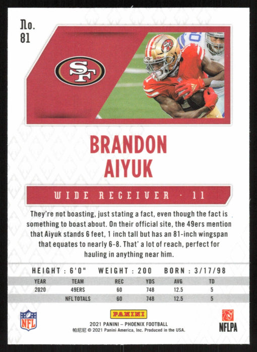 Brandon Aiyuk 2021 Panini Phoenix # 81 San Francisco 49ers Base - Collectible Craze America