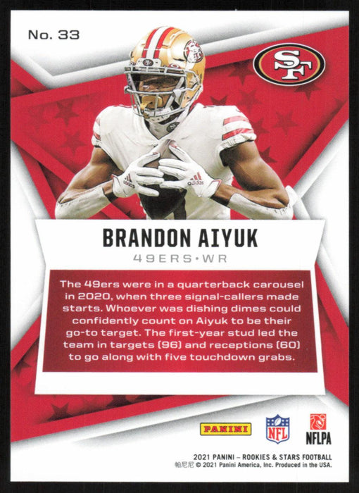 Brandon Aiyuk 2021 Panini Rookie & Stars # 33 Longevity 17/80 San Francisco 49ers - Collectible Craze America