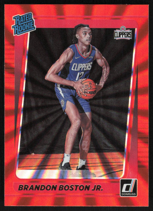 Brandon Boston Jr. 2021 Donruss Rated Rookie # 239 RC Orange Holo Laser Los Angeles Clippers - Collectible Craze America