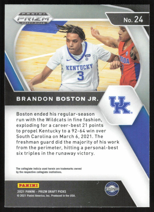 Brandon Boston Jr. 2021 Panini Prizm Draft Picks # 24 RC Kentucky Wildcats - Collectible Craze America