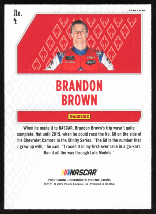 Brandon Brown 2022 Panini Chronicles Racing Phoenix # 4 Silver Prizm - Collectible Craze America
