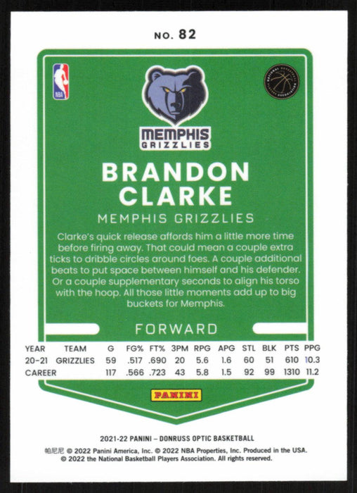 Brandon Clarke 2021 Panini Donruss Optic # 82 Memphis Grizzlies Base - Collectible Craze America
