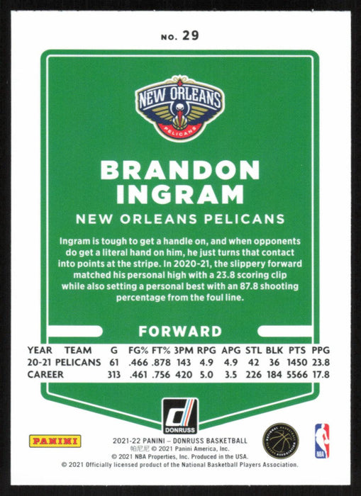 Brandon Ingram 2021 Donruss # 29 Orange Holo Laser New Orleans Pelicans - Collectible Craze America
