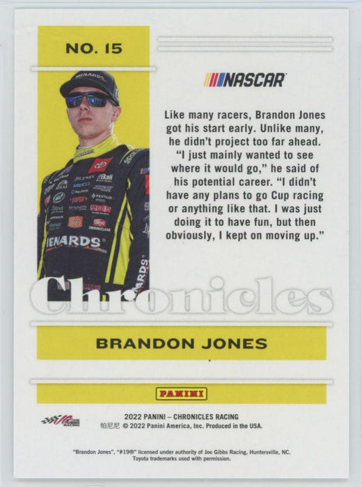 Brandon Jones 2022 Panini Chronicles Racing Chronicles # 15 Blue 181/199 - Collectible Craze America